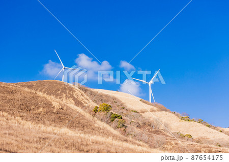 （静岡県）山焼き後の細野高原　冬 87654175