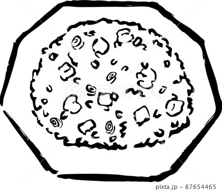 チャーハンのイラスト 線画のイラスト素材