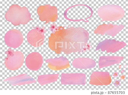 Spring watercolor style balloon and heading background material set 87655703