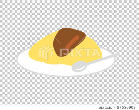 Illustration of omelet rice with demiglace sauce Illustration of omelet rice with demiglace sauce 87656902