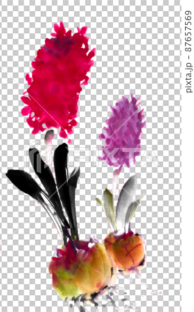 水墨画技法で描いたヒヤシンス 87657569