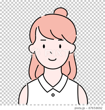 女性　肖像　ハーフアップ　職業　シンプル　顔　イラスト 87658692