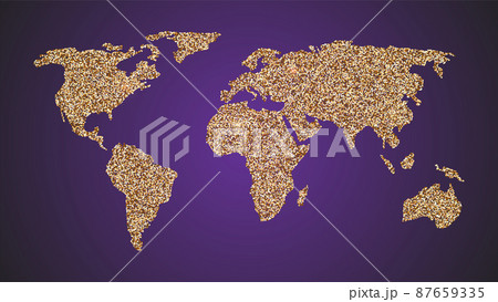 Map of World. Silhouette of continents. Glittering 87659335