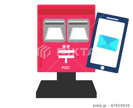 スマホと郵便ポスト 携帯・郵送・ウェブ イラスト 87659926