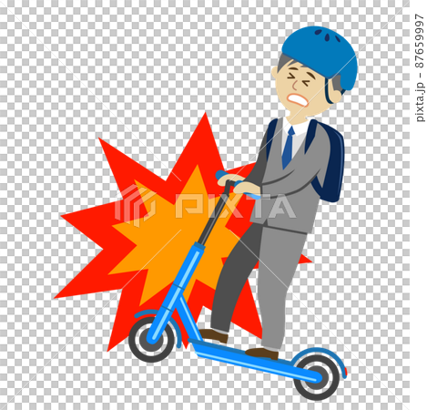 Illustration image of an office worker who gets into an accident on an electric kickboard 87659997