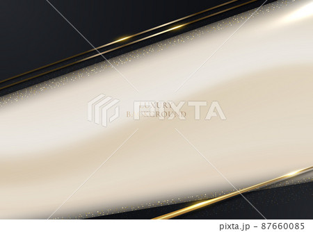 3D modern luxury template design black and gold stripes with golden glitter line light sparking on cream background 87660085