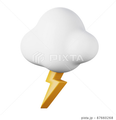 Cloud with lightning thunder high quality 3D render illustration icon. 87660268