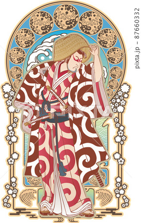 浮世絵 歌舞伎役者 その36 和風ゴシックバージョンのイラスト素材