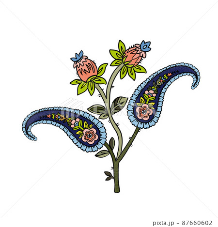 Illustration raster element paisley of different shapes with patterns on white isolated background Illustration raster element paisley of different shapes with patterns on white isolated background 87660602