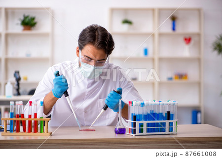 Young male chemist working at the lab 87661008