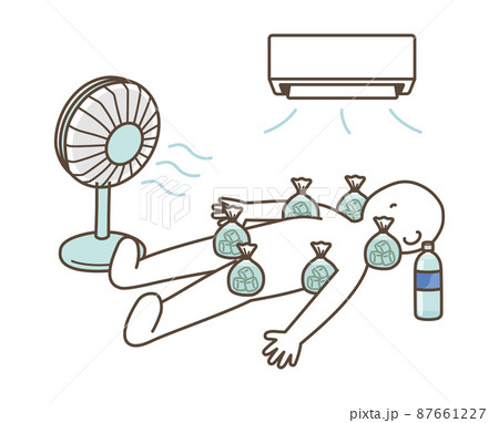 熱中症の時に体を冷やしているときのイラスト 熱中症の時に体を冷やしているときのイラスト 87661227