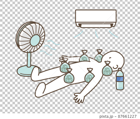 熱中症の時に体を冷やしているときのイラスト 熱中症の時に体を冷やしているときのイラスト 87661227