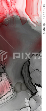 Black red ink brush stroke on white background. 87662010