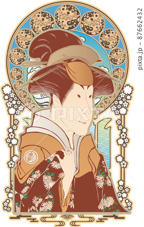 浮世絵 女性 その50 和風ゴシックバージョンのイラスト素材