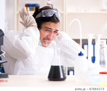 The young handsome chemist working in the lab The young handsome chemist working in the lab 87664273