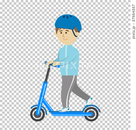Illustration image of a boy riding a kickboard Illustration image of a boy riding a kickboard 87664887