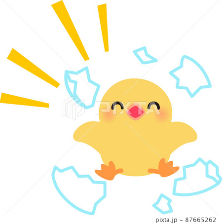 殻をやぶるヒヨコのキャラクター 87665262