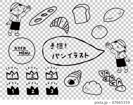 手繪麵包線描套裝 手繪麵包線描套裝 87665359