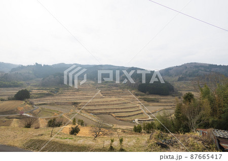 日本の岡山県美咲町大垪和西の美しい棚田 87665417