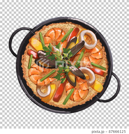 Paella illustration handwritten background transparent 87666125
