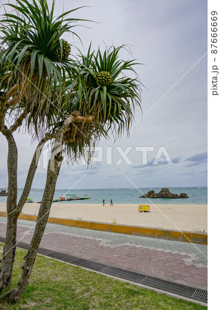 沖縄県の透明度の高いきれいな海と砂浜 87666669