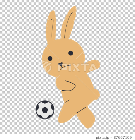 一隻兔子踢足球的插圖 87667109