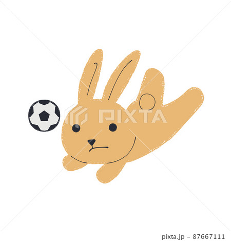 サッカーをするウサギのイラスト 87667111