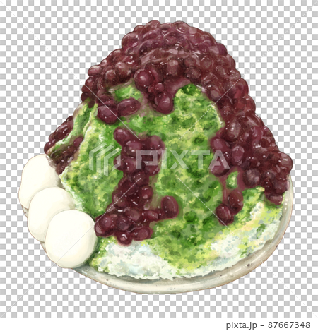 白玉宇治金時かき氷のイラスト 白玉宇治金時かき氷のイラスト 87667348