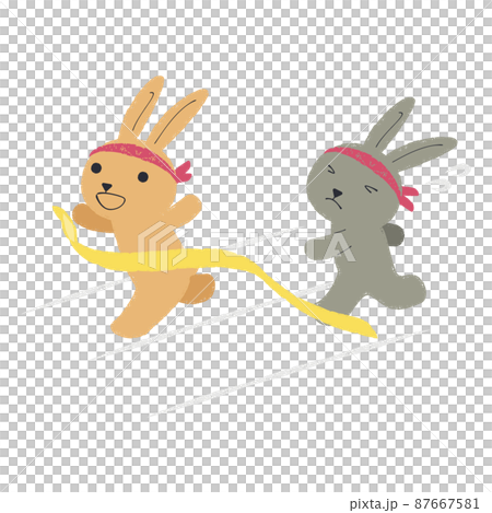運動会　徒競走　うさぎのイラスト 87667581