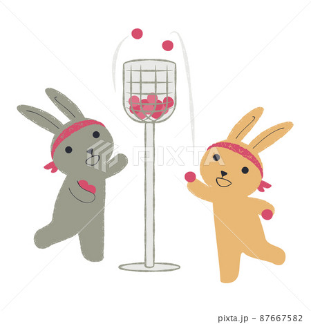 運動会　玉入れ　うさぎのイラスト 87667582