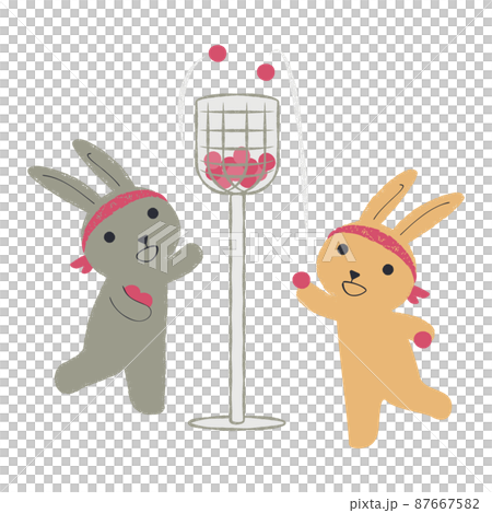 運動会　玉入れ　うさぎのイラスト 87667582
