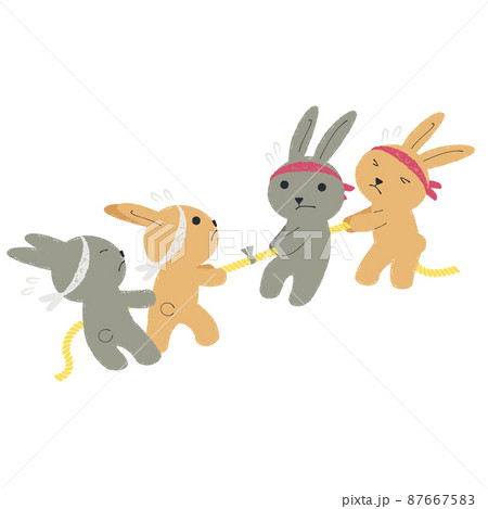 運動会　綱引き　うさぎのイラスト 87667583