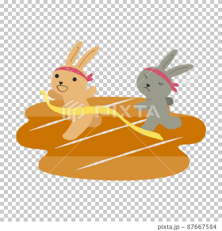 運動会　徒競走　うさぎのイラスト 87667584