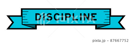 Ribbon label banner with word discipline in blue color on white background Ribbon label banner with word discipline in blue color on white background 87667752