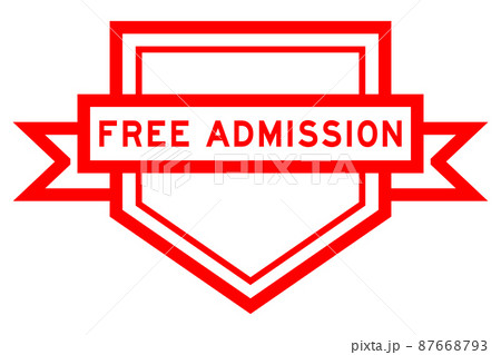 Vintage pentagon label banner with word free admission in red color on white background Vintage pentagon label banner with word free admission in red color on white background 87668793
