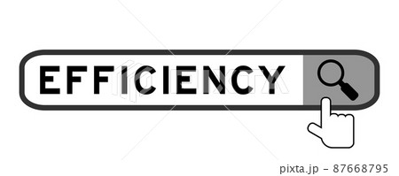 Search banner in word efficiency with hand over magnifier icon on white background Search banner in word efficiency with hand over magnifier icon on white background 87668795