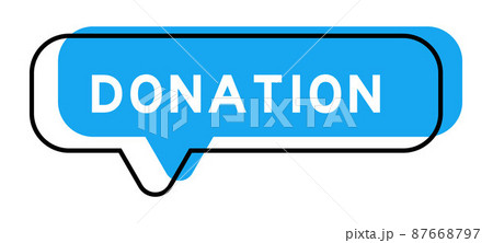 Speech banner and blue shade with word donation on white background 87668797