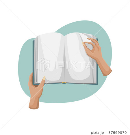 Vector illustration of an open book. The person turns the page. Vector illustration of an open book. The person turns the page. 87669070