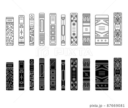 A set of outline and simple style spines of books in retro style, classic editions. A set of outline and simple style spines of books in retro style, classic editions. 87669081
