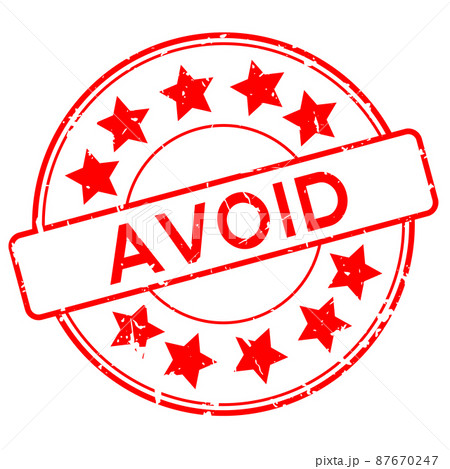 Grunge red avoid word with star icon round rubber seal stamp on white background Grunge red avoid word with star icon round rubber seal stamp on white background 87670247
