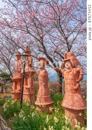 埴輪(はにわ)と桜 [御殿場市 ありがた山〕 埴輪(はにわ)と桜 [御殿場市 ありがた山〕 87673452
