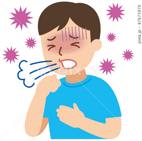 咳き込む男性 ウィルスのイラスト素材