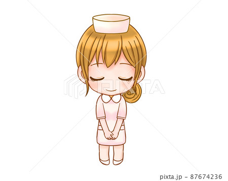 お辞儀するナースのsdキャライラスト6のイラスト素材