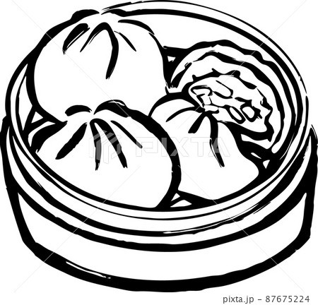 肉まん(豚まん)のイラスト　線画 87675224