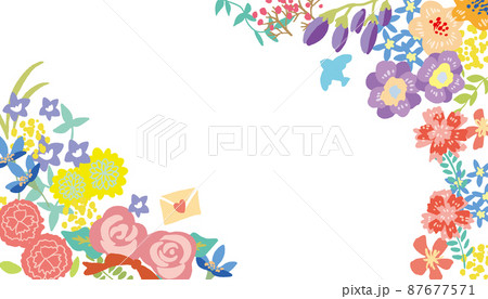 可愛い花のリース　ありがとう　イラスト 87677571