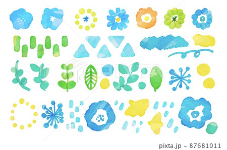 水彩。透明水彩の手書きフレーム。絵の具で描いたようなアンダーライン。水彩タッチの落書き。 87681011