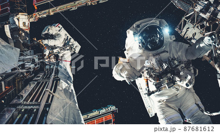 Astronaut spaceman do spacewalk while working for spaceflight mission Astronaut spaceman do spacewalk while working for spaceflight mission 87681612