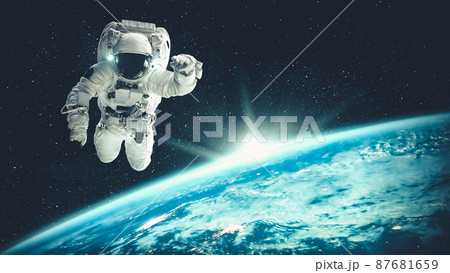 Astronaut spaceman do spacewalk while working for spaceflight mission Astronaut spaceman do spacewalk while working for spaceflight mission 87681659