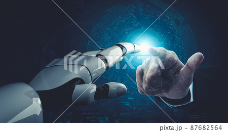 Future artificial intelligence and machine learning for AI droid robot or cyborg 87682564