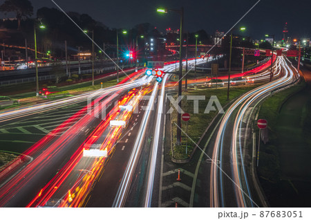 茨城県水戸市　偕楽園のライトアップと車の軌跡 87683051